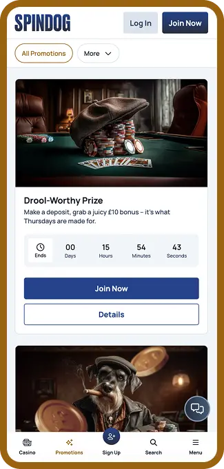 Spin Dog Mobile App Bonuses